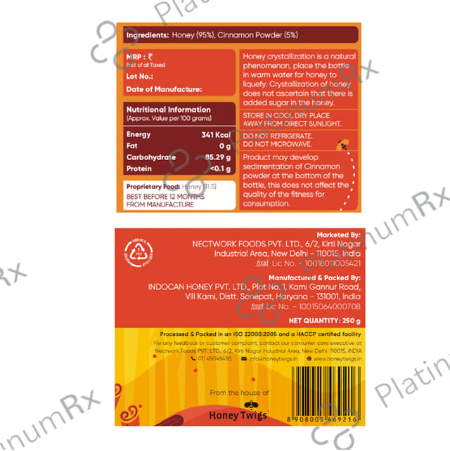 Nectworks Cinnamon Infused Natures Finest Himalayan Honey 250gm
