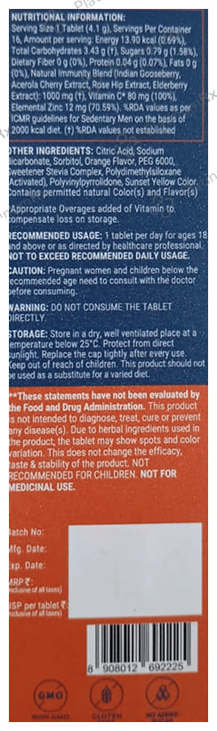 Wellbeing Nutrition Vitamin C Zinc Effervescent Tablet for Immunity & Skin Health - Zesty Orange 1 Bottle