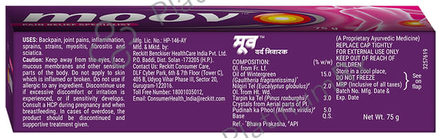 Moov Pain Relief Specialist 75gm