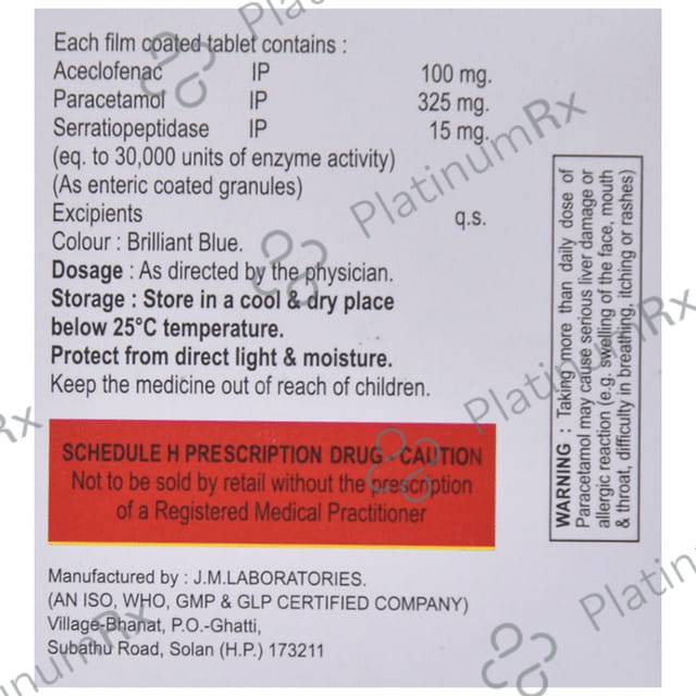 Acipera SP 100/325/15mg Tablet 10s