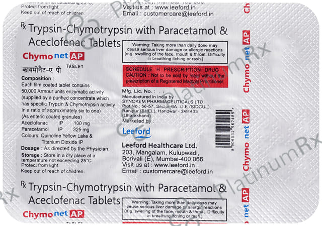 Chymonet AP 100/325mg/50000AU Tablet 10s