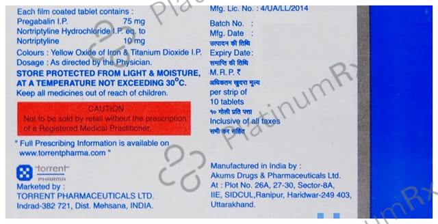 Norpregalin 75mg/10mg Tablet