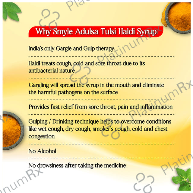Smyle Adulsa Tulsi Haldi Gargle & Gulp Syrup 120ml