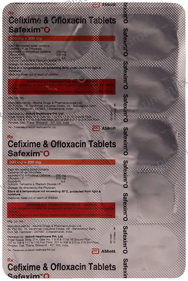 Safexim O 200/200mg Tablet 10s
