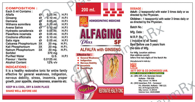 Sett Dey Alfaging Plus Sugar Free 200 ml