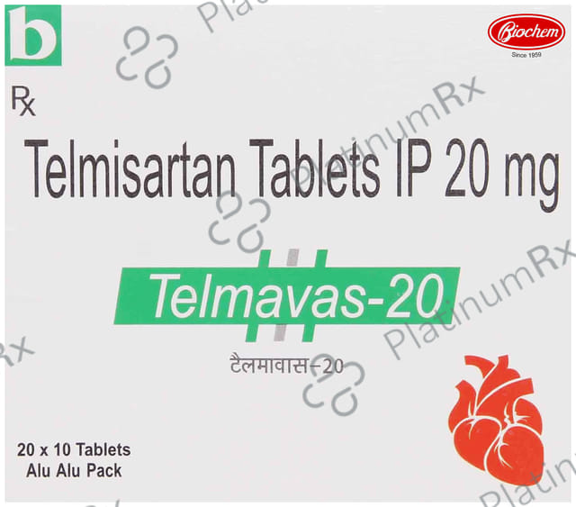 Telmavas 20mg Tablet 10s