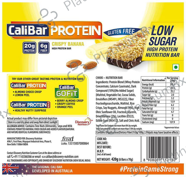CaliBar Protein Bar Crispy Banana 6 bars