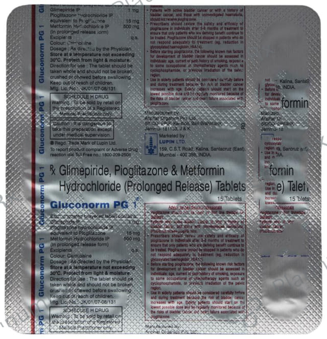 Gluconorm PG 1/500/15mg Tablet SR 15s