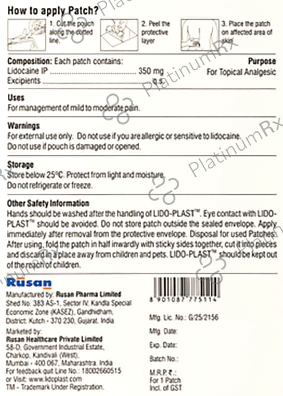 Lidoplast Patch 5s