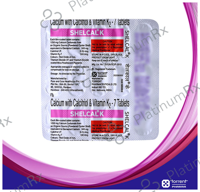 Shelcal K 0.25mcg/500mg/100mcg Tablet 15s