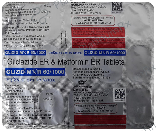 Glizid M XR 60/500mg Tablet 15s