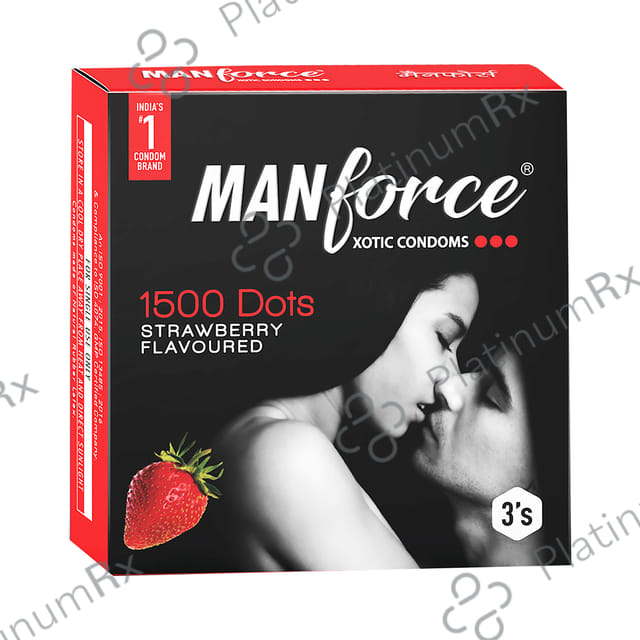 Manforce 1500 Dots Xotic Flavour Strawberry Condom 3s
