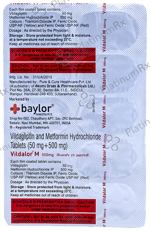 Vildalor M 500mg/50mg Tablet