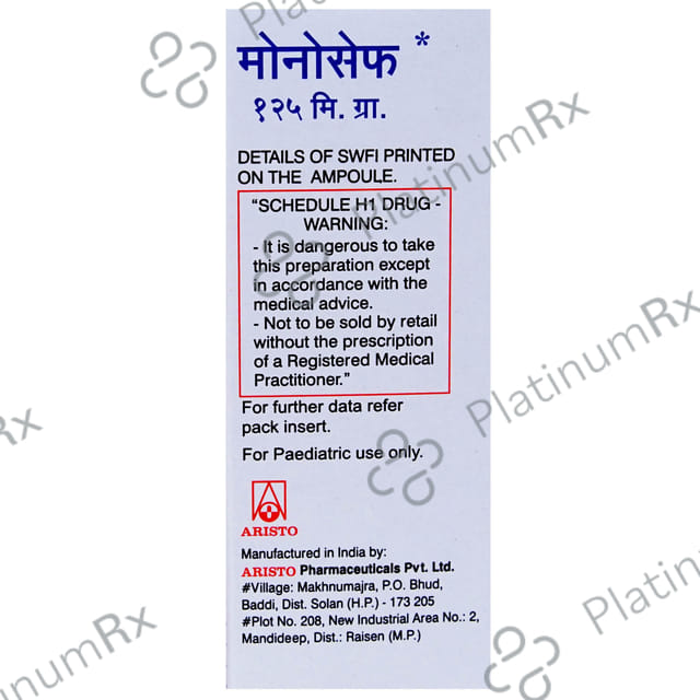Monocef 125mg Injection 2ml