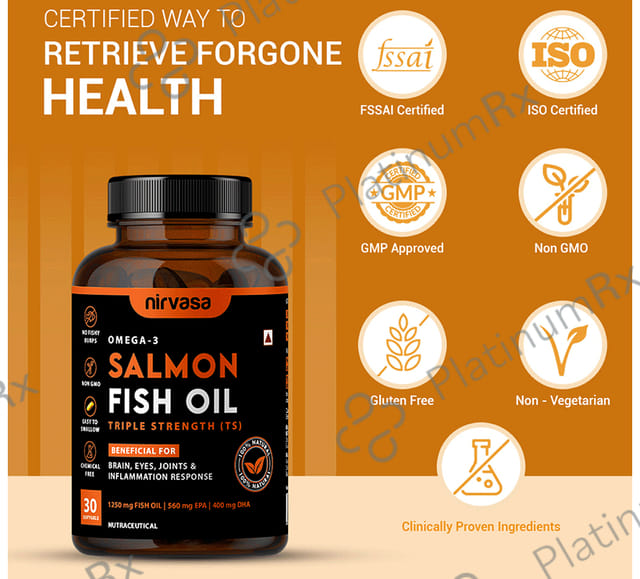 Nirvasa Omega 3 Salmon Fish Oil Triple Strength Softgels 30s