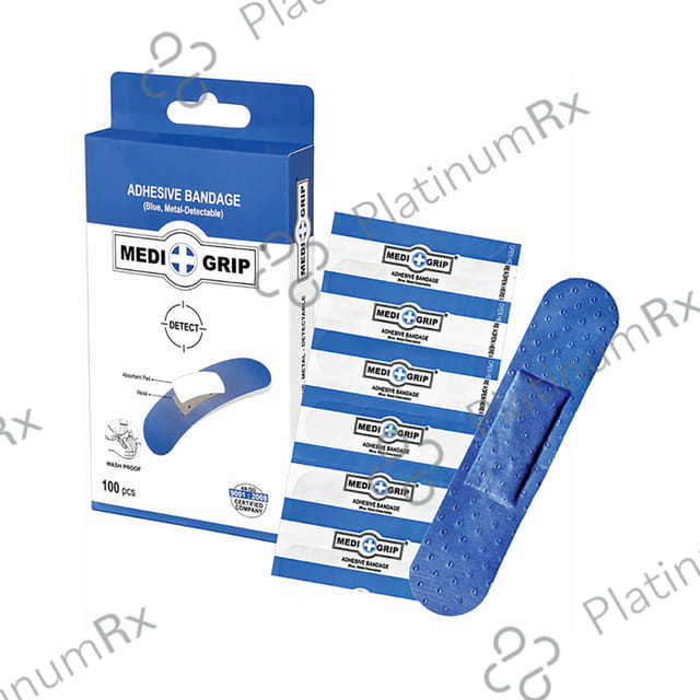Medigrip Metal-Detectable Adhesive Bandage Blue 100 bandages