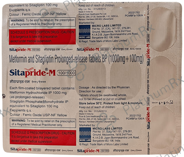 Sitapride M 100/1000mg Tablet PR 15s