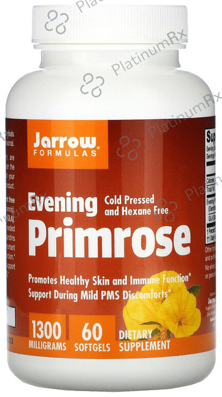 Jarrow Formulas Evening Primrose 1300mg Softgels - For Healthy Skin, Immunity & Mild PMS Discomfort