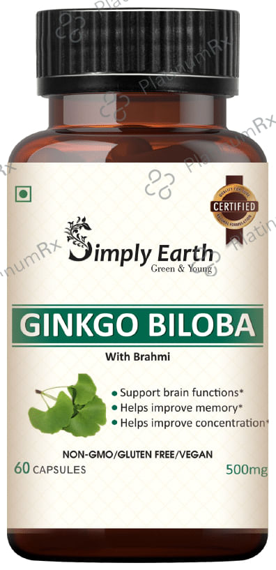 Simply Earth Ginkgo Biloba 500mg Capsule with Brahmi