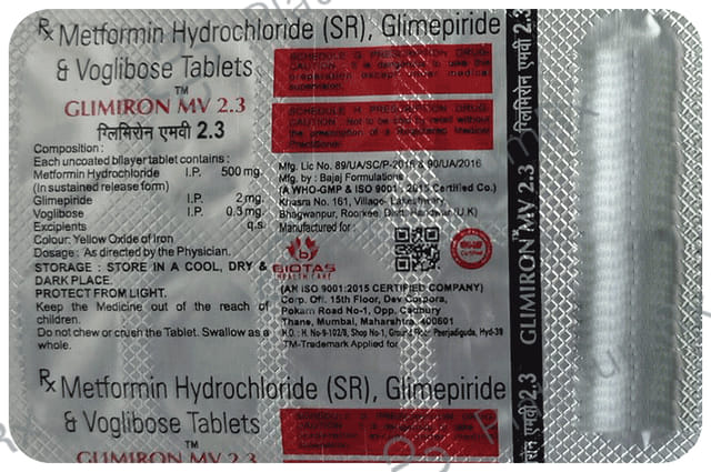 Glimiron MV 2mg/500mg/0.3mg Tablet