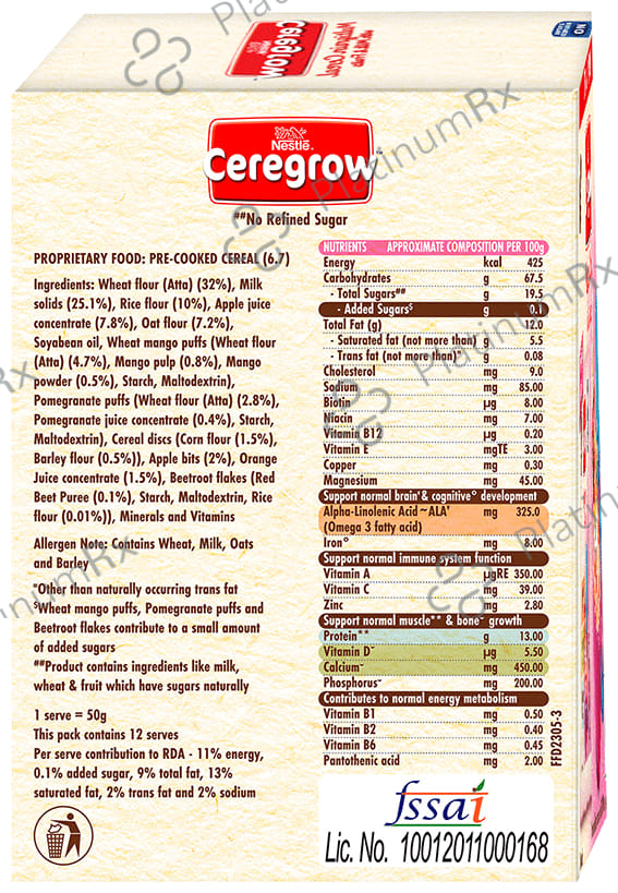 Nestle 2to6 Years Ceregrow Multigrain Cereal with Milk & Fruits Extra Saver Pack (50gm Each)
