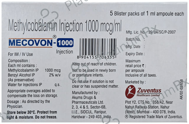 Mecovon 1000mcg Injection