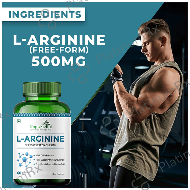 Simply Herbal L-Arginine for Muscle Support & Heart Health - Tablet