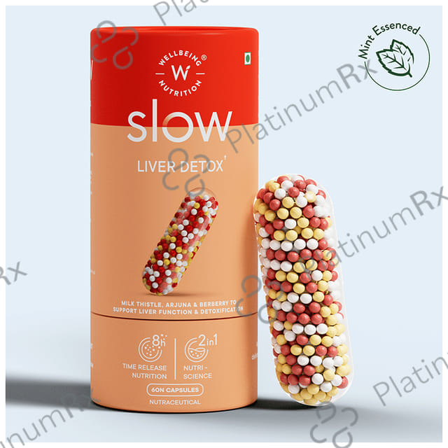 Wellbeing Nutrition Slow Liver Detox Supplement Clinically Proven Milk Thistle, Berberry + 6 Organic Herbs Capsule