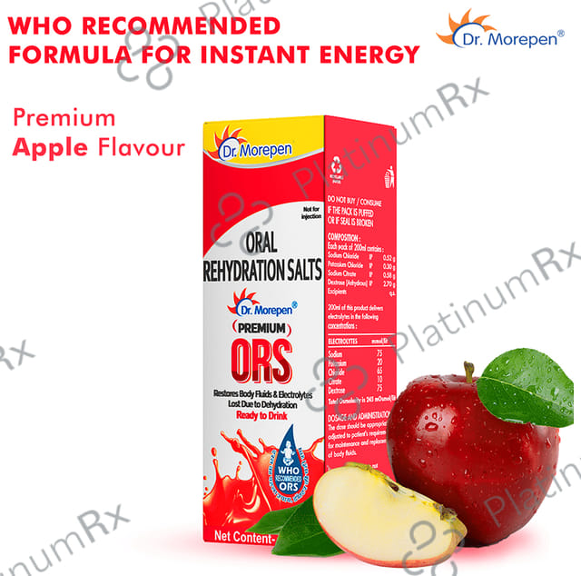 Dr. Morepen Premium ORS Ready to Drink Apple Flavour 200ml