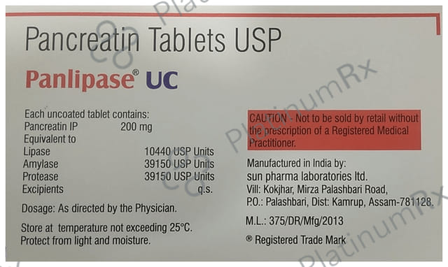 Panlipase UC 200mg Tablet 10s