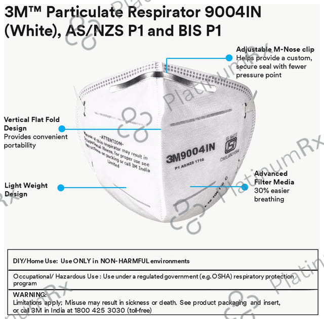 3M 9004IN Dust/Mist Respirator Mask 5 masks