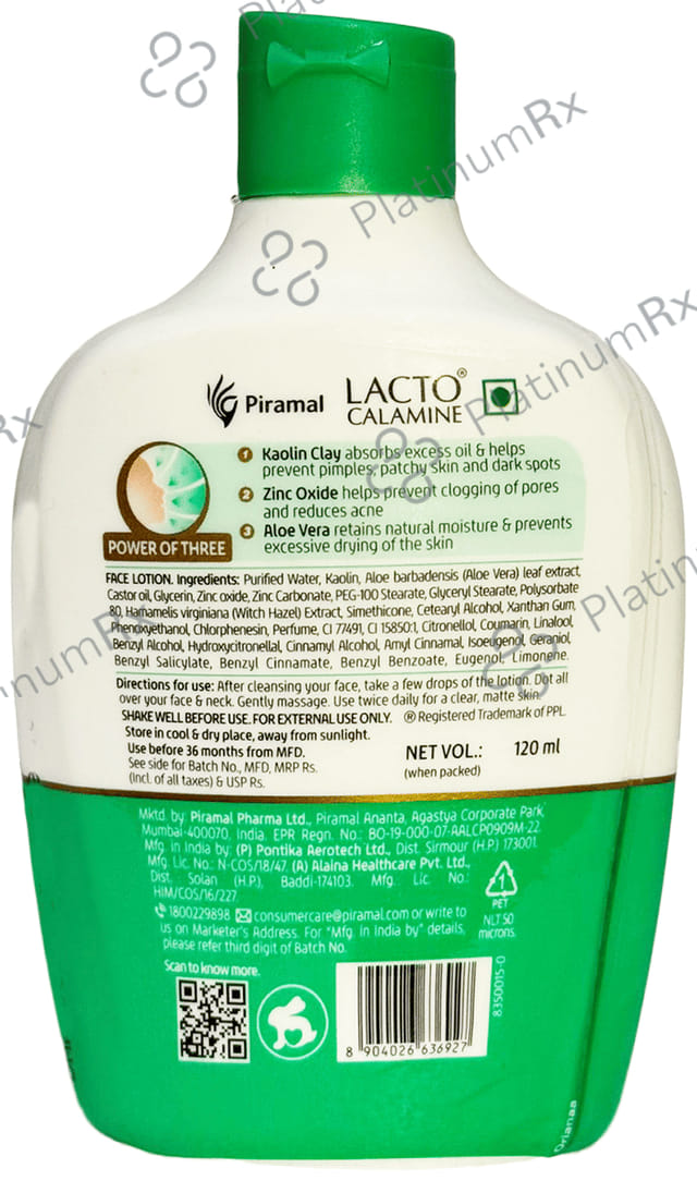 Lacto Calamine Oil Balance Lotion 120ml