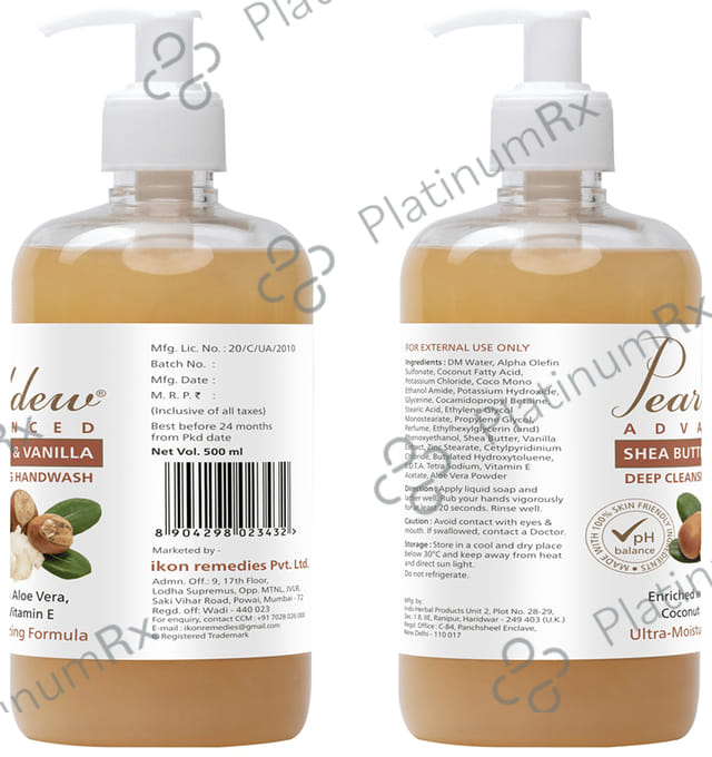 Pearldew Advanced Shea Butter & Vanilla Deep Cleansing Handwash (500ml Each) 1 Bottle