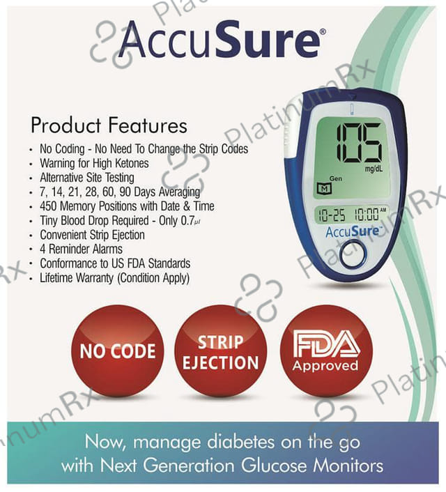 Dr. Gene AccuSure 3rd Generation Blood Glucose Monitoring System with 25 Strip Free