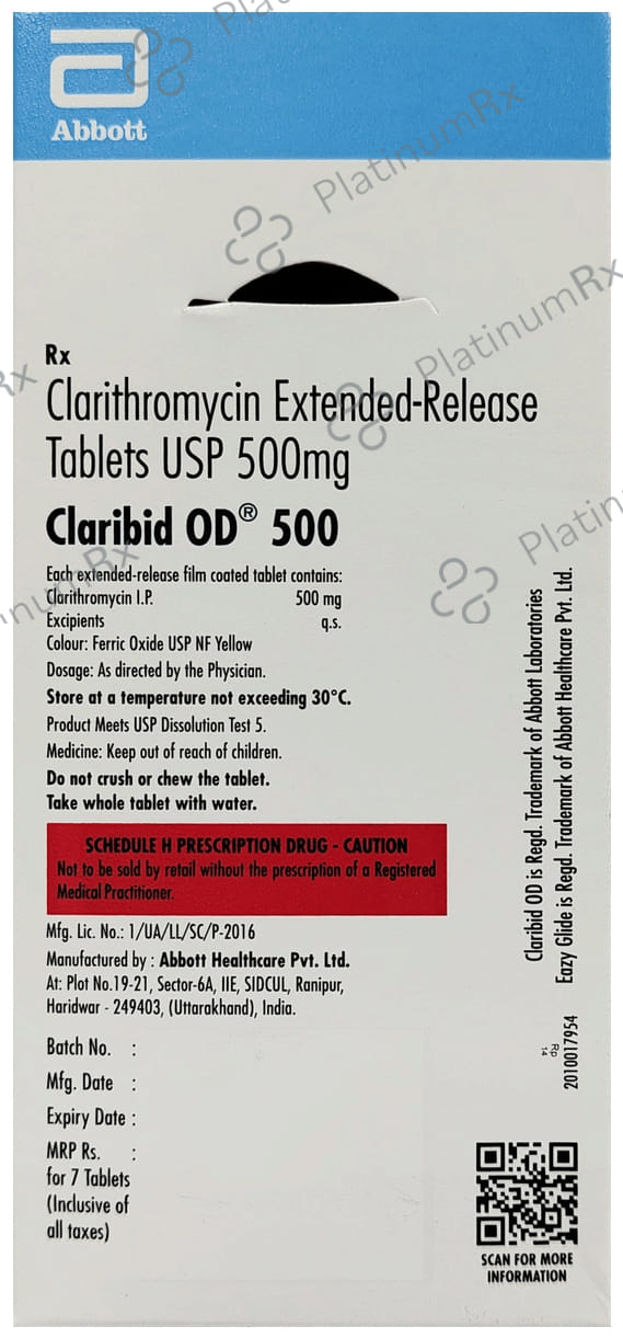 Claribid OD 500mg Tablet ER 7s
