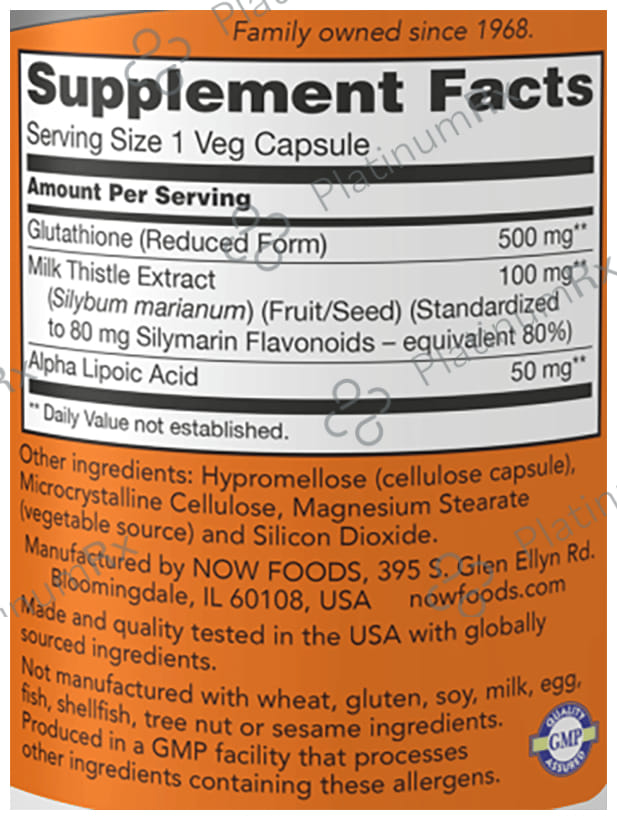 Now Glutathione 500mg Veg Capsules