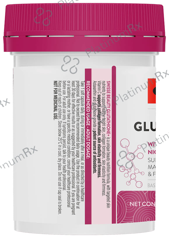 Swisse Glutathione+ Soft Capsule with Astaxanthin, Vitamin C & E, Nicotinamide for Healthy & Bright Skin