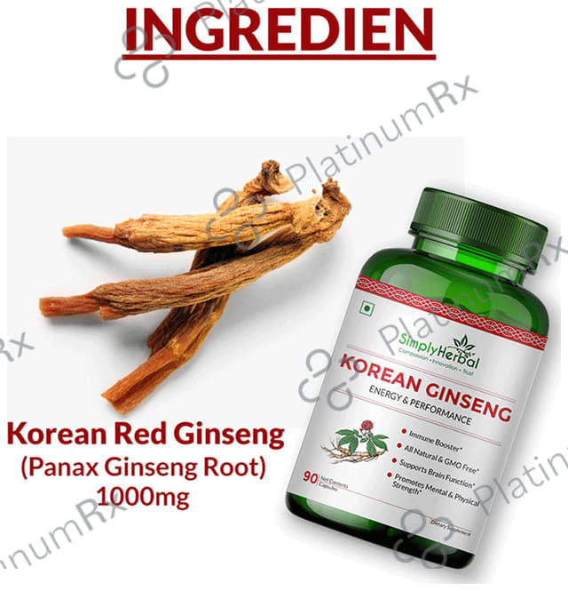 Simply Herbal Korean Ginseng Vegetarian Capsules