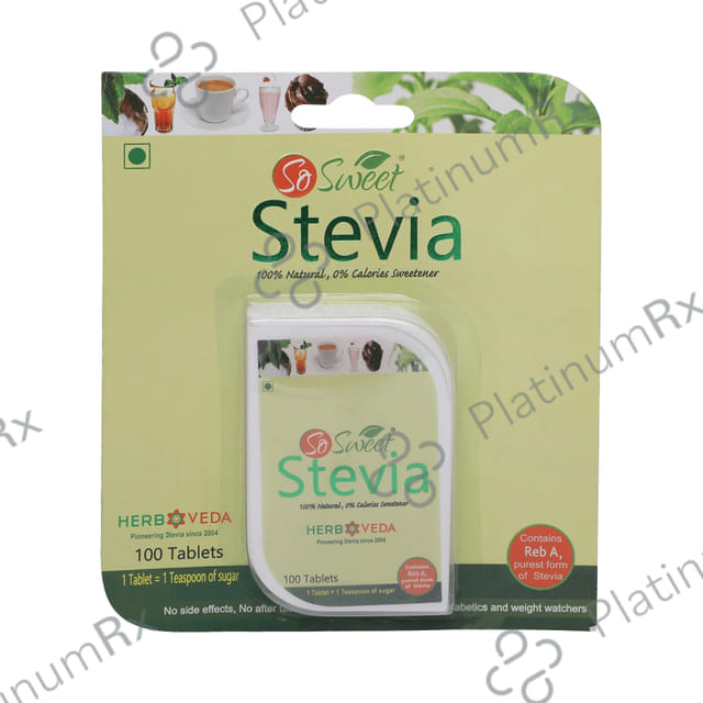 So Sweet Stevia Natural Sweetener for Diabetics - Zero Calorie - Tablet 100 tablets