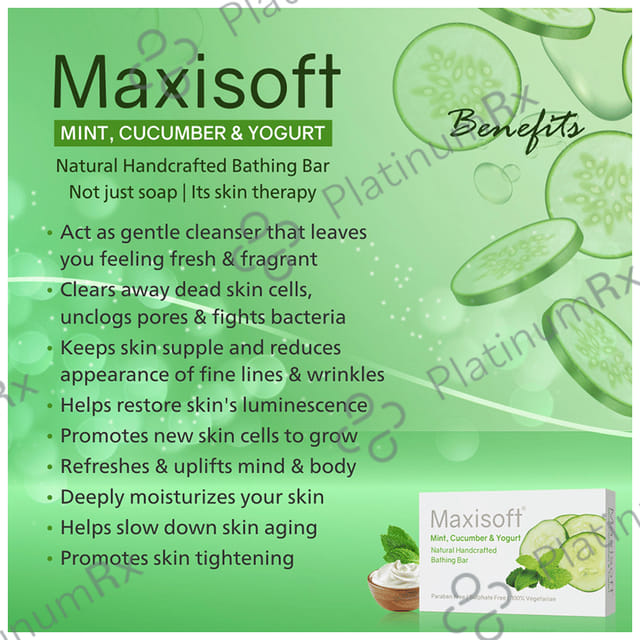 Maxisoft Mint, Cucumber & Yogurt Bathing Bar (75gm Each) 6 units