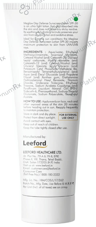 Meglow Pro Care Day Defense Sun Screen SPF 30 PA+++ Lotion 50ml