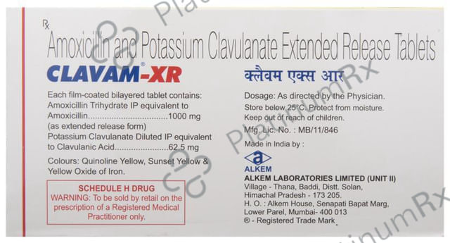 Clavam XR 1000/62.5mg Tablet ER 10s