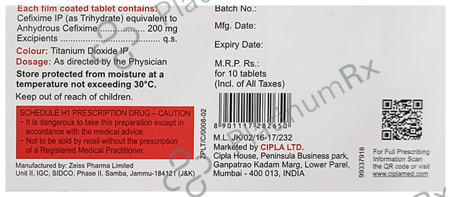 Cefix 200mg Tablet 10s (Cipla)