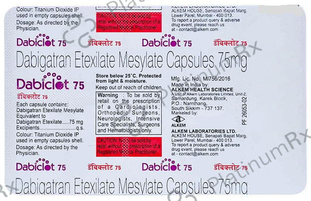 Dabiclot 75mg Capsule 10s