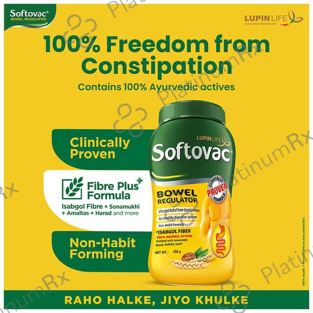 Softovac Bowel Regulator for Effective Relief from Constipation Powder 450gm