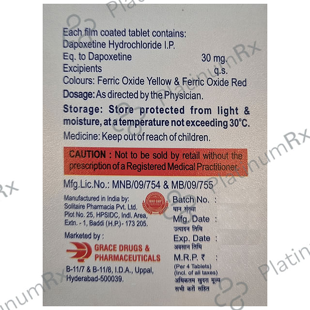 Grace Drugs & Pharmaceuticals Dapoxetine 30mg Tablet