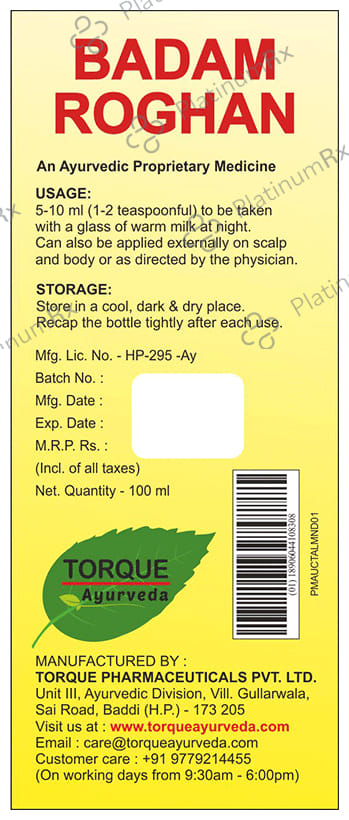 Torque Badam Roghan Oil (100ml Each) 1 Bottle