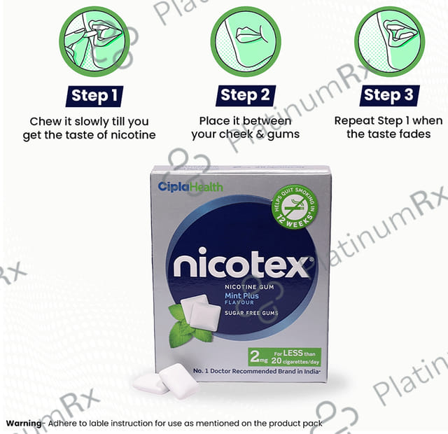 Nicotex 2mg Mint Plus Flavour Gums 12s