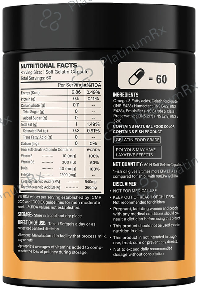 MyFitFuel Triple Strength Omega 3 Fish Oil 1200mg Soft Gelatin Capsule 60 capsules