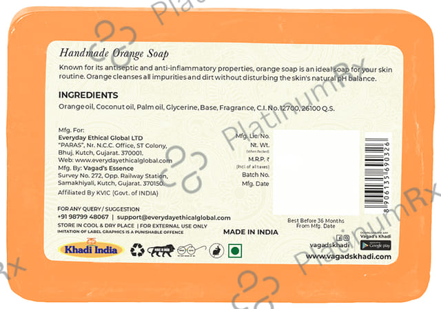 Vagad's Khadi Herbal Handmade Soap Orange Soap